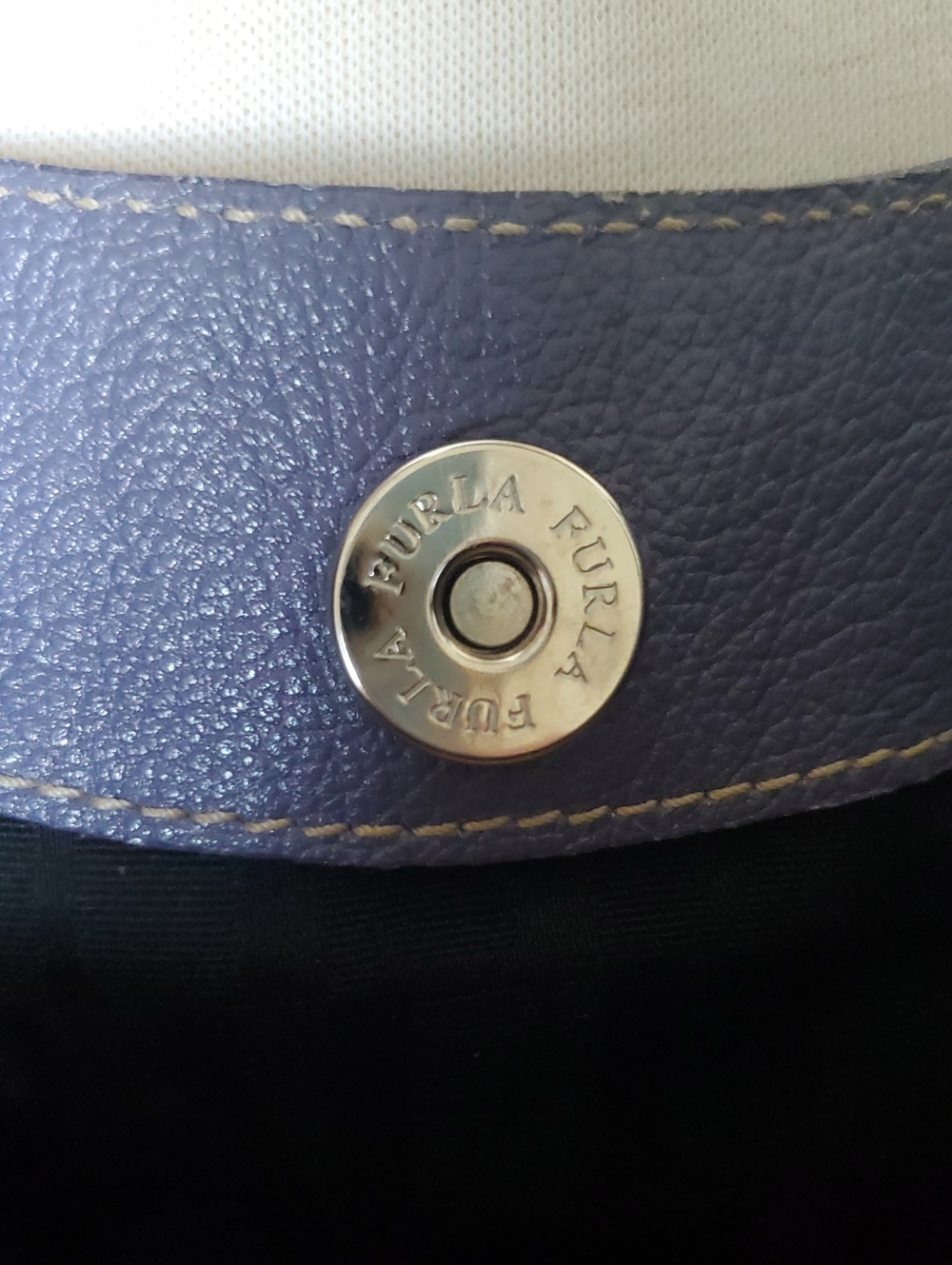 Furla Pebbled Leather Shoulder Bag In Periwinkle/Lavender Purple - Picture 9 of 11
